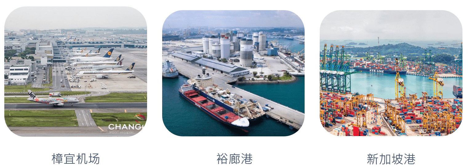 樟宜机场、裕廊港、新加坡港